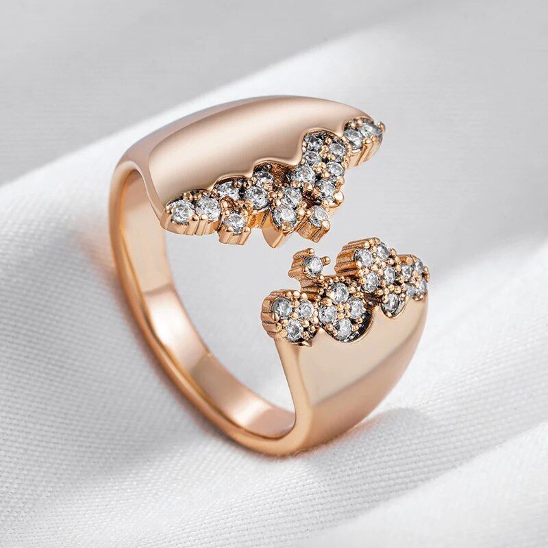 Eleganter Luxus Ring 585 RG Rotgold Rosegold mit Zirkon Größe verstellbar 5,9g