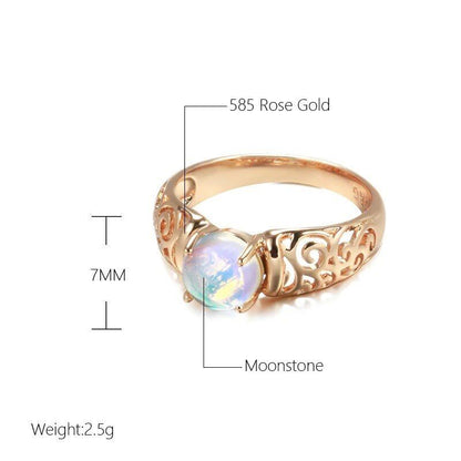 Eleganter Ring 585 RG Rotgold Rosegold mit einem Mondstein 60 (19,1 mm Ø)