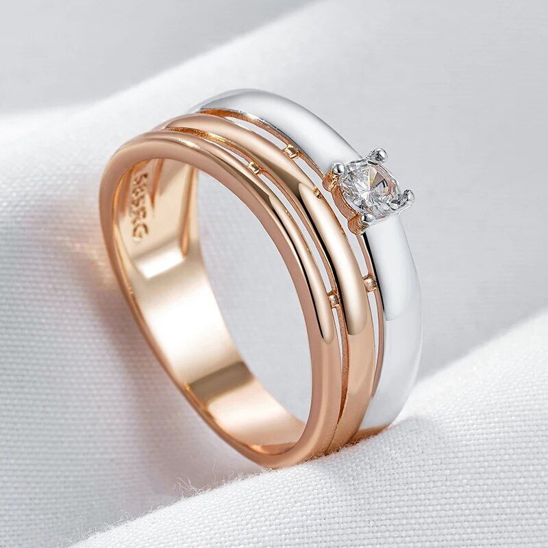 Eleganter Luxus Ring 585 RG Rotgold Rosegold mit funkelnden Zirkon 59(18,8 mm Ø)