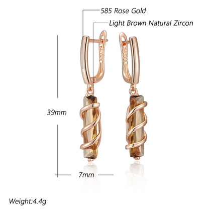 Ohrringe Ohrhänger 585 RG Rotgold Rosegold mit Rauchquarz farbigen Zirkon 4,4g.