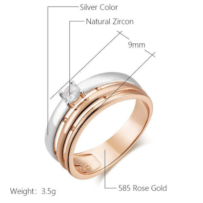 Eleganter Luxus Ring 585 RG Rotgold Rosegold mit funkelnden Zirkon 59(18,8 mm Ø)