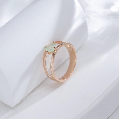 Eleganter Ring 585 RG Rotgold Rosegold Mit Grünen Zirkon 59 (18,8 mm Ø).