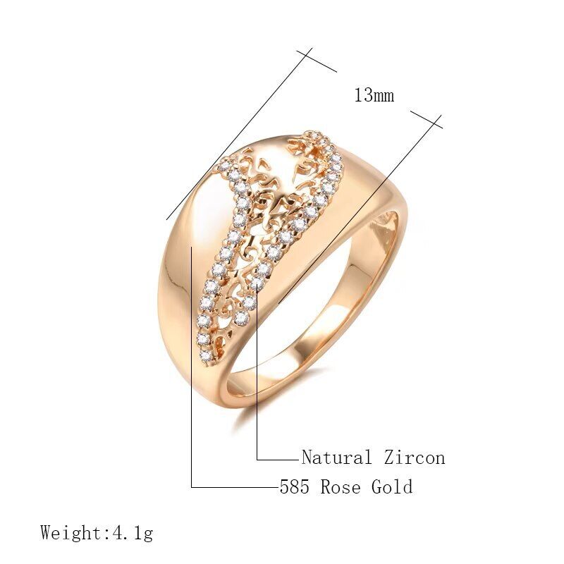 Eleganter Luxus Ring 585 RG Rotgold Rosegold mit Zirkon 61 (19,4 mm Ø) 4,1g