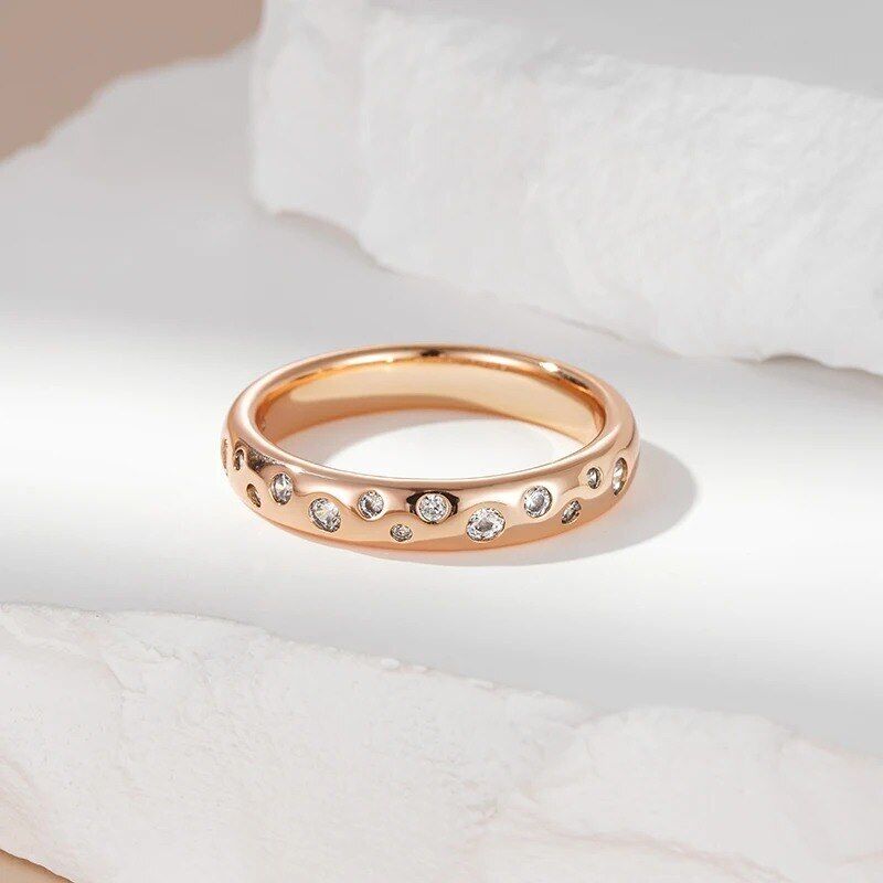 Eleganter Vintage Ring 585 RG Rotgold Rosegold mit Zirkon 59 (18,8 mm Ø)