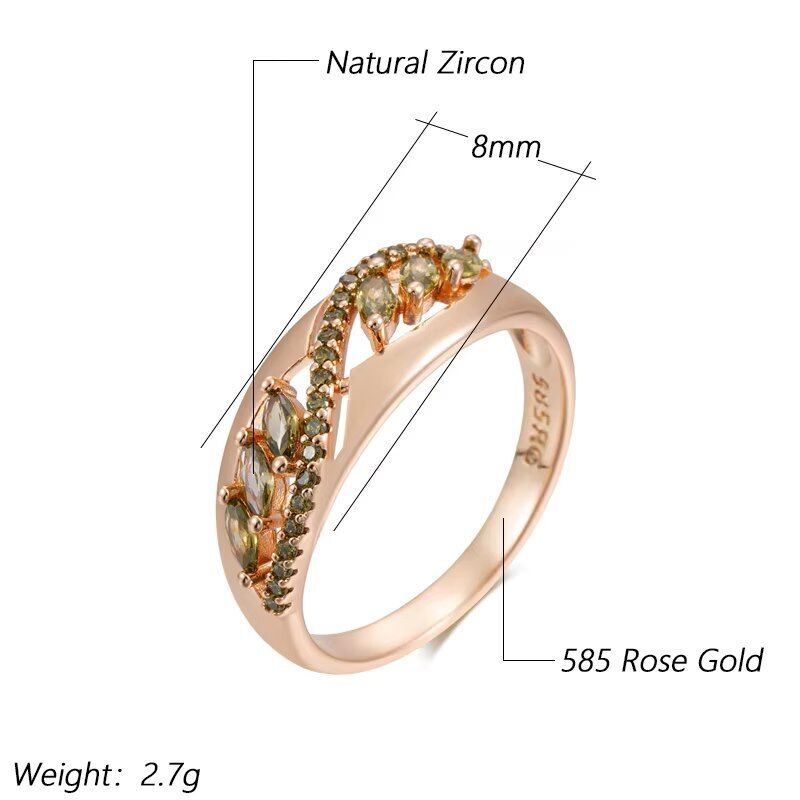 Eleganter Ring 585 RG Rotgold Rosegold mit Peridot grünen Zirkon 59 (18,8 mm Ø)