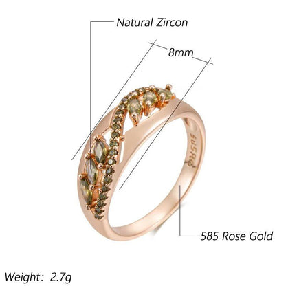 Eleganter Ring 585 RG Rotgold Rosegold mit Peridot grünen Zirkon 59 (18,8 mm Ø)