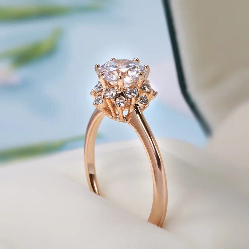 Eleganter Luxus Ring 585 RG Rotgold Rosegold mit Zirkon verstellbar