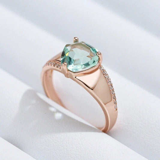 Eleganter Ring 585 RG Rotgold Rosegold Aquamarin blauer Zirkon 59 (18,8 mm Ø)