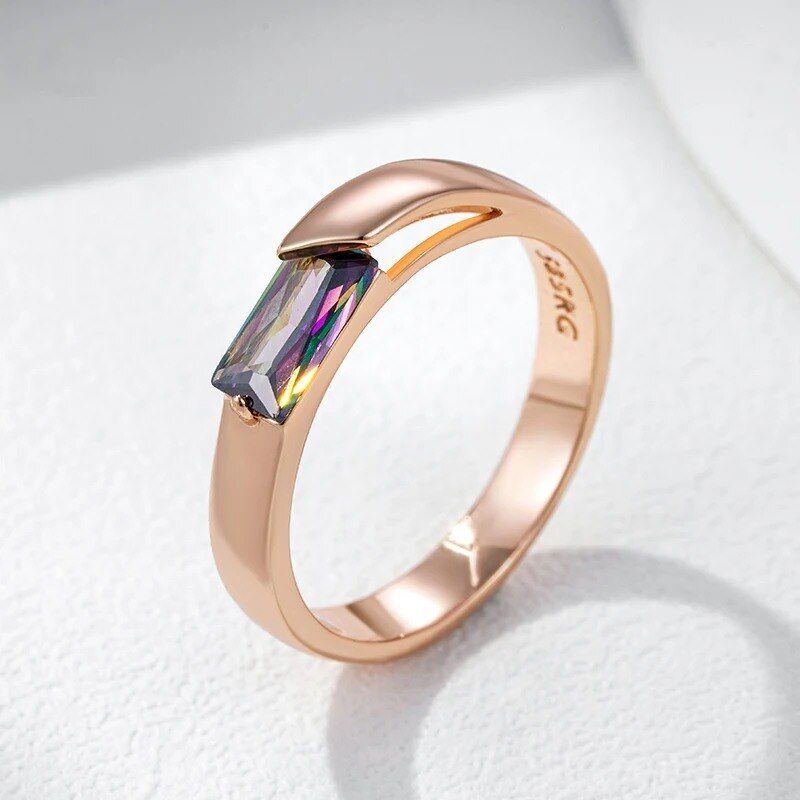 Eleganter Ring 585 RG Rotgold Rosegold mit Mystic Zirkon 58 (18,4 mm Ø)