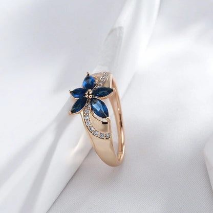 Eleganter Ring 585 RG Rotgold Rosegold mit Saphir blauen Zirkon 59 (18,8 mm Ø)