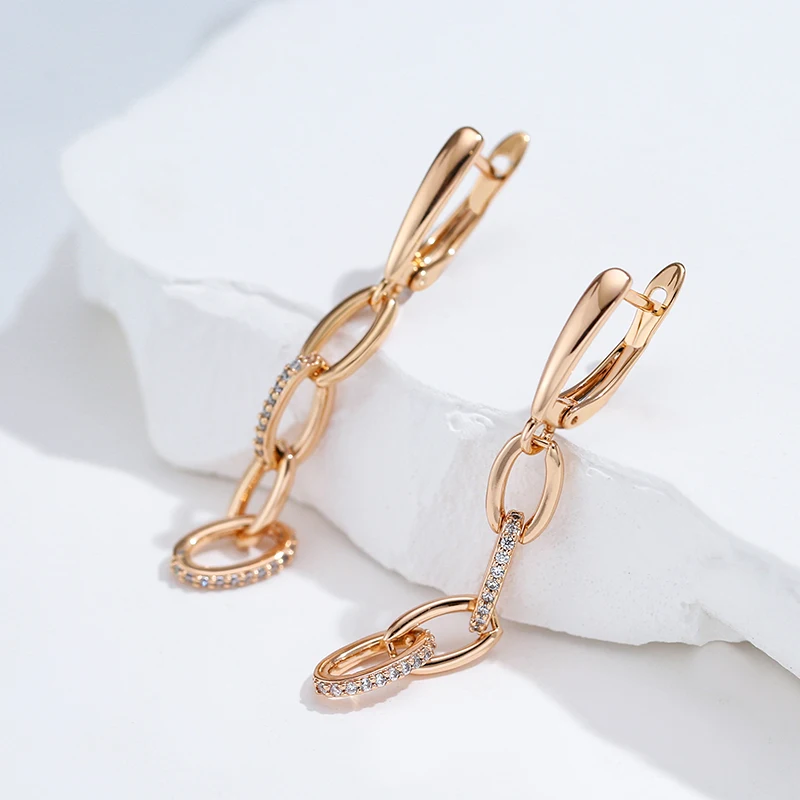 Elegante 585 Rosegold Ohrhänger Ohrringe mit Zirkon, 3,9g Hochwertiger Schmuck.