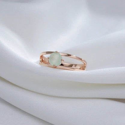 Eleganter Ring 585 RG Rotgold Rosegold Mit Grünen Zirkon 59 (18,8 mm Ø).