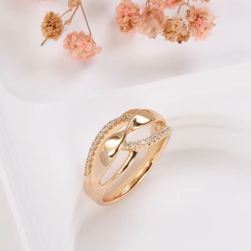 Eleganter Luxus Ring 585 RG Rotgold Rosegold mit Zirkon 54 (17,2 mm Ø) 2,5g