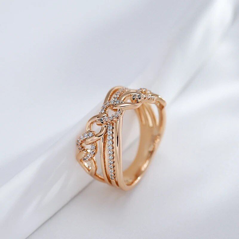 Eleganter Luxus Ring 585 RG Rotgold Rosegold mit funkelnden Zirkon 59(18,8 mm Ø)