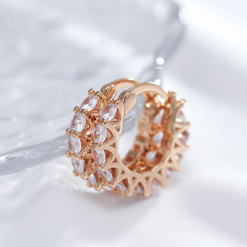 Elegante Ohrringe Creolen 585 Rotgold Rosegold Ohrringe mit Zirkon 19 x 3,5 mm .