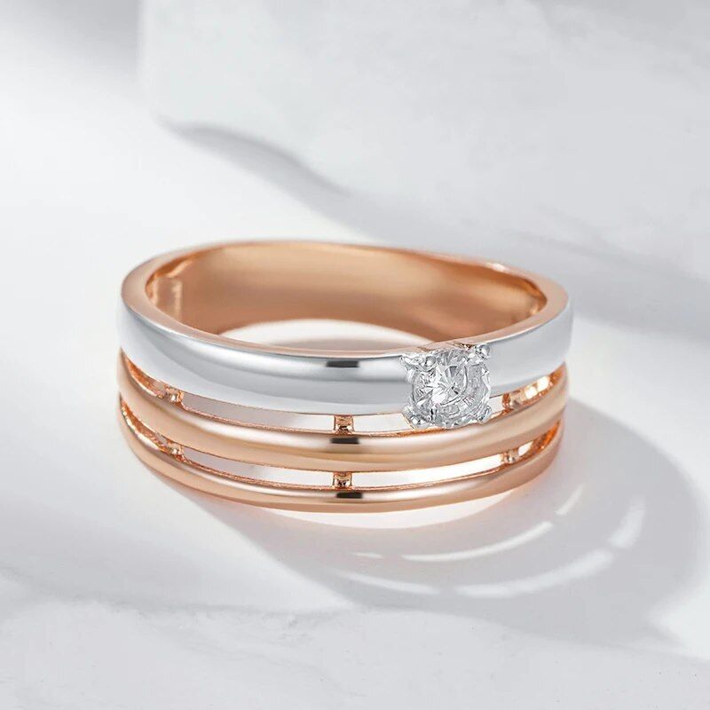 Eleganter Luxus Ring 585 RG Rotgold Rosegold mit funkelnden Zirkon 59(18,8 mm Ø)