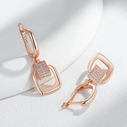 Elegante Ohrringe 585 RG Rosegold Ohrhänger Huggie mit Zirkon 4,1g.