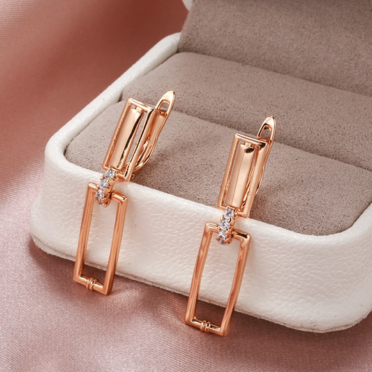 Elegante Ohrhänger Huggie 585 RG Rotgold Rosegold Ohrringe mit Zirkon.