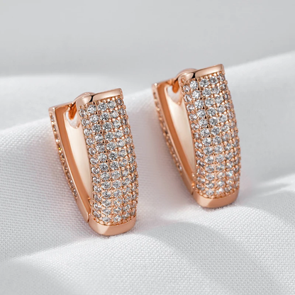 Elegante 585 Rosegold Ohrringe Creole mit Zirkon, Hochwertiger Schmuck 5,1g.