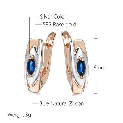 Elegante Ohrringe Halo Creole 585 RG Rotgold Rosegold Saphir blauer Zirkon 3,7g