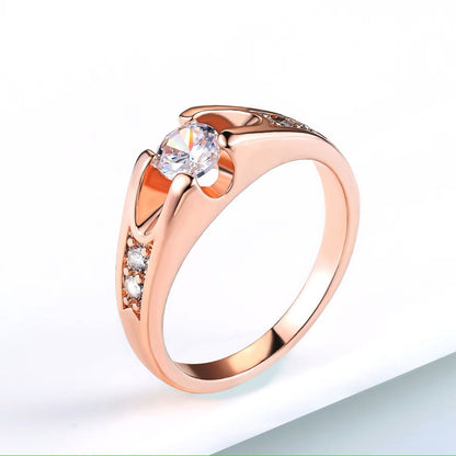 Eleganter Luxus Ring 750 RG Rotgold Rosegold mit Zirkon 59 (18,8 mm Ø)