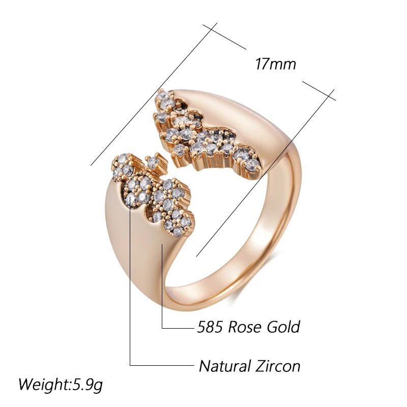 Eleganter Luxus Ring 585 RG Rotgold Rosegold mit Zirkon Größe verstellbar 5,9g