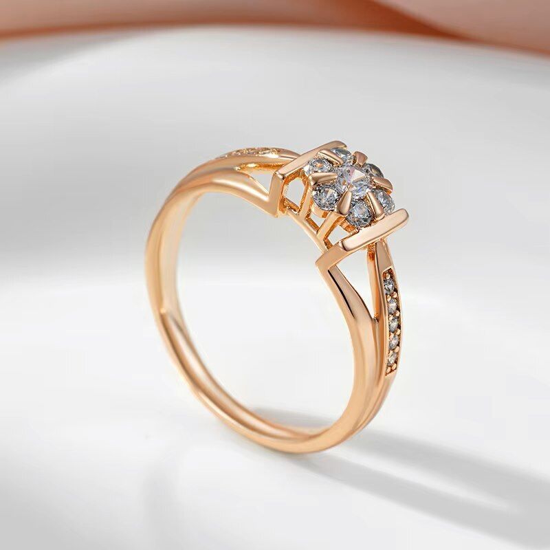 Eleganter Luxus Ring 585 RG Rotgold Rosegold mit Zirkon 59 (18,8 mm Ø) 2,5g