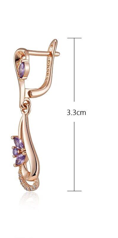 Ohrringe, Ohrhänger 585 RG Rotgold Rosegold Amethyst farbiger Zirkon 3g.