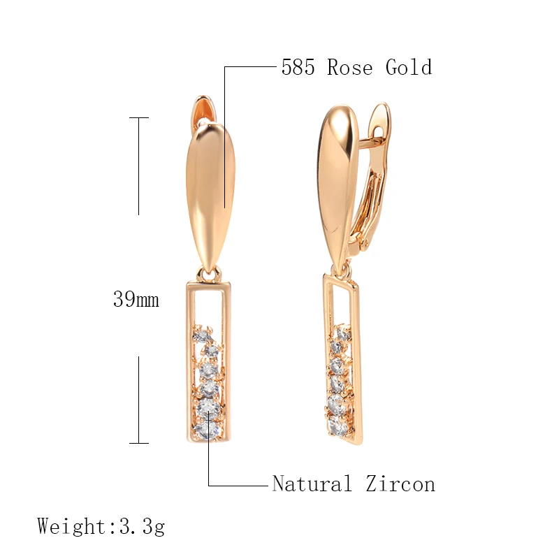 Elegante Ohrringe Ohrhänger 585 RG Rotgold Rosegold mit Zirkon 3,3g.