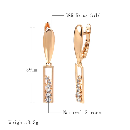 Elegante Ohrringe Ohrhänger 585 RG Rotgold Rosegold mit Zirkon 3,3g.